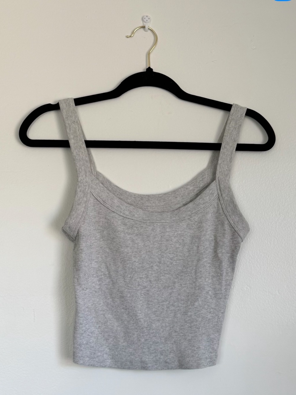 Classic Gray Ribbed Tank Top - Women's